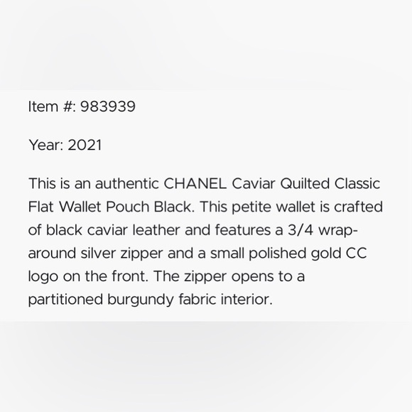 CHANEL Caviar Classic Flat Wallet Pouch Black | Quilted Seam Signature Logo NEW - Picture 2 of 7
